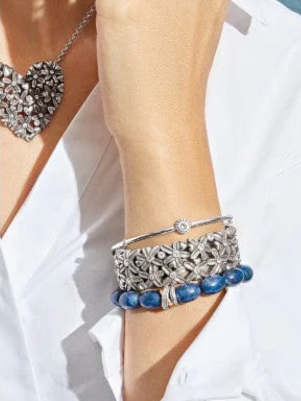 NWT BRIGHTON WILDFLOWERS SWAROVSKI CRYSTAL HINGED BRACELET - Picture 8 of 8